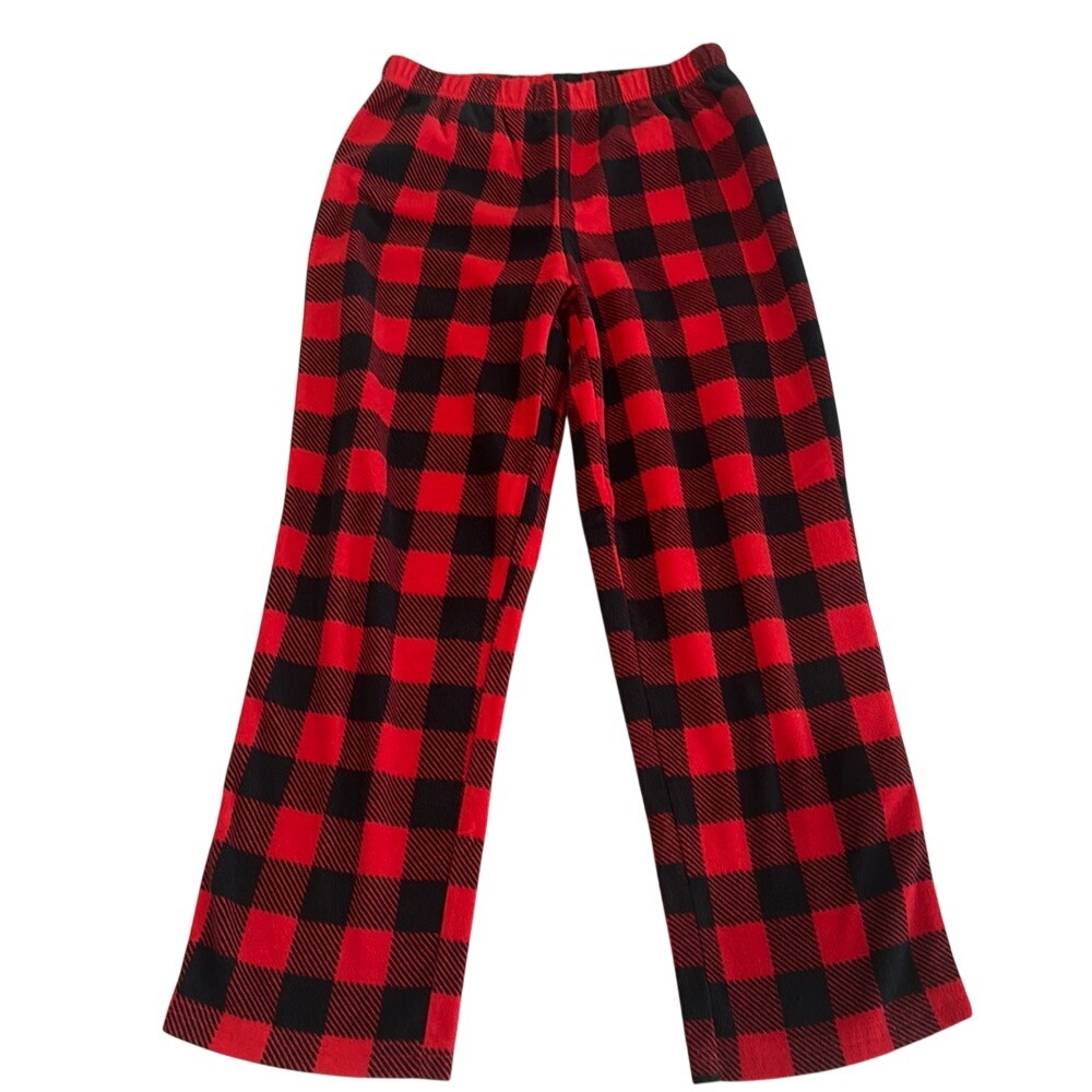 Carters Kids Red Black Buffalo Plaid‎ Fleece Pajama Pants Size 8
